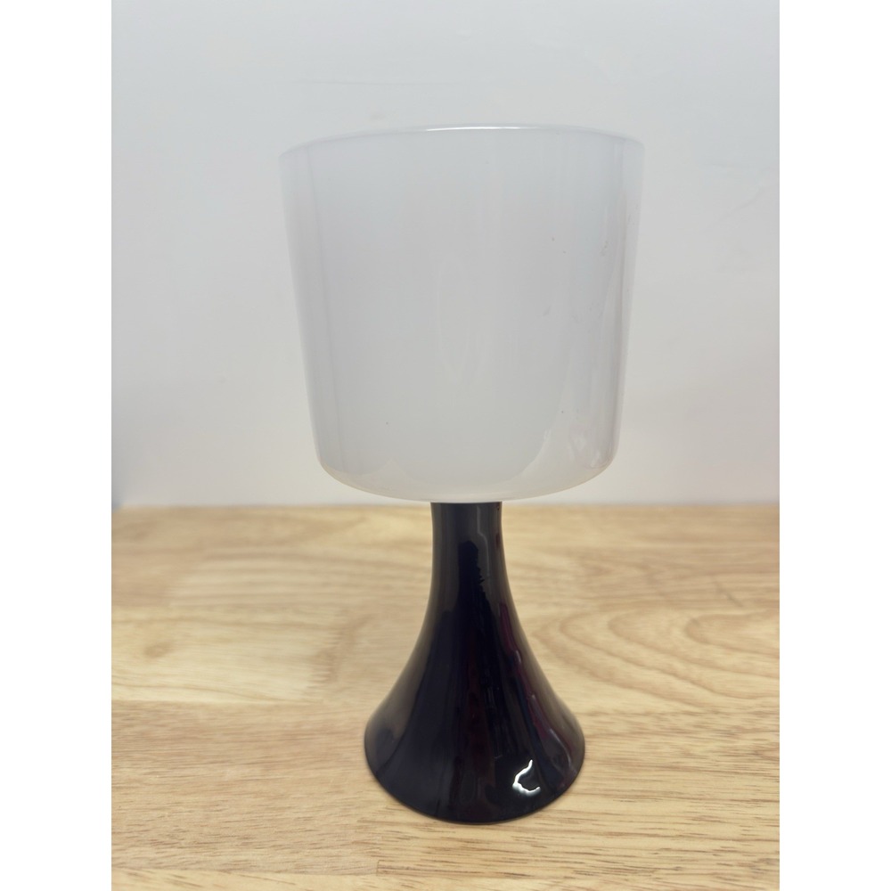 MCM Modern PartyLite Couture Candle Holder‎ Contrast Black White Glass 8" #55
